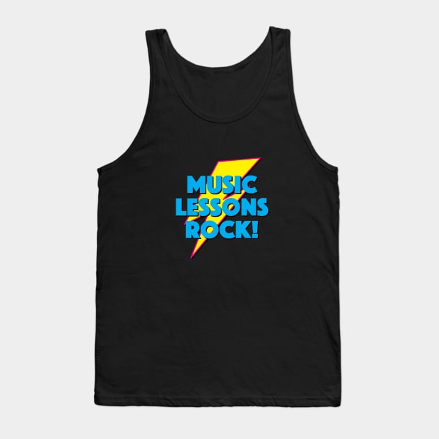 MUSIC LESSONS ROCK! LIGHTNING LOGO SLOGAN FOR TEACHERS, LECTURERS ETC. Tank Top by CliffordHayes